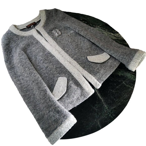 Balmain Alpaca Fur Crystal Monogram Letterman Varsity Cardigan - Picture 5 of 14